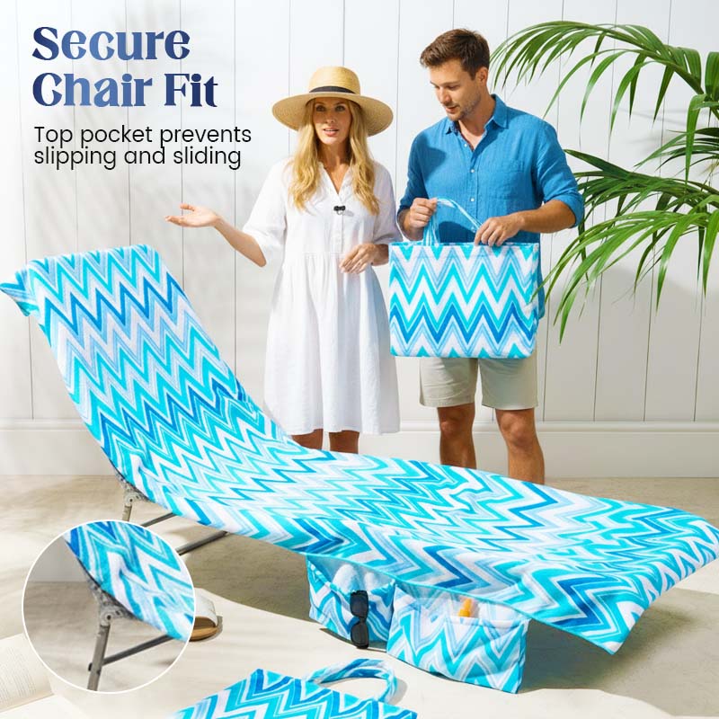 🏖️🛋️2-in-1 Beach Chaise Lounge Cover with Side Pockets