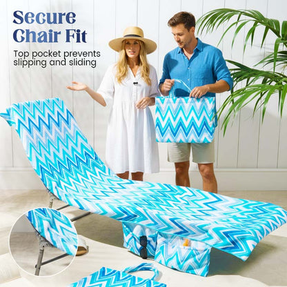 🏖️🛋️2-in-1 Beach Chaise Lounge Cover with Side Pockets