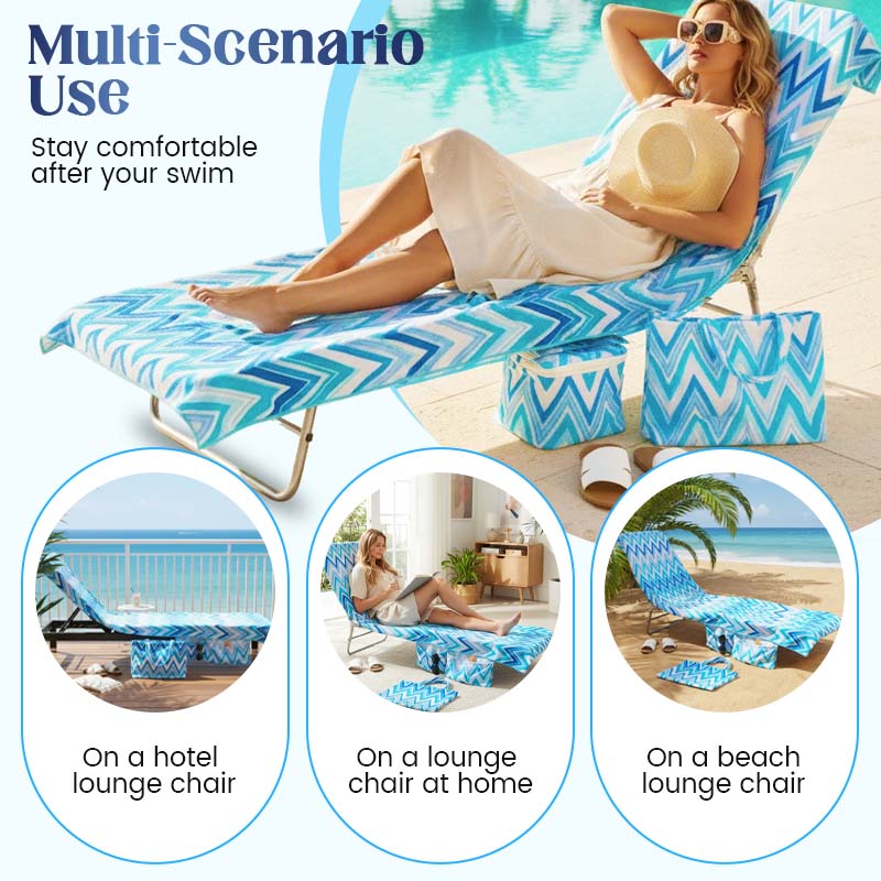 🏖️🛋️2-in-1 Beach Chaise Lounge Cover with Side Pockets