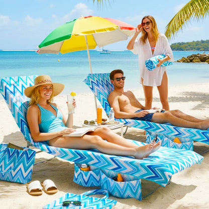 🏖️🛋️2-in-1 Beach Chaise Lounge Cover with Side Pockets
