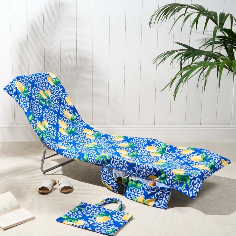 🏖️🛋️2-in-1 Beach Chaise Lounge Cover with Side Pockets