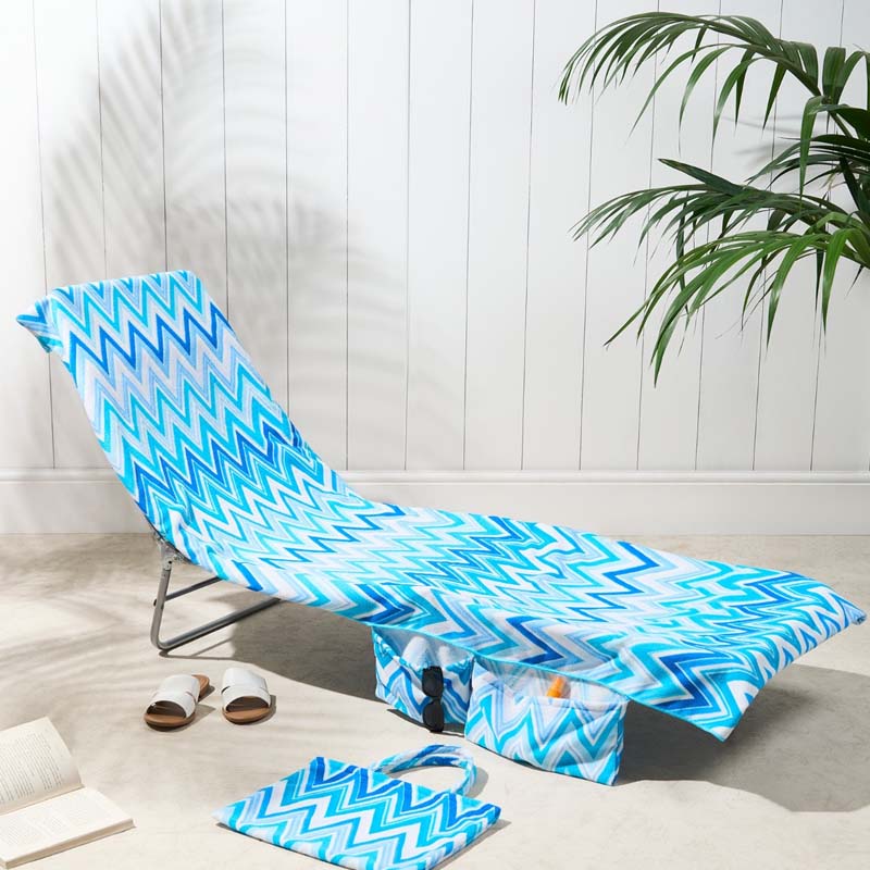 🏖️🛋️2-in-1 Beach Chaise Lounge Cover with Side Pockets