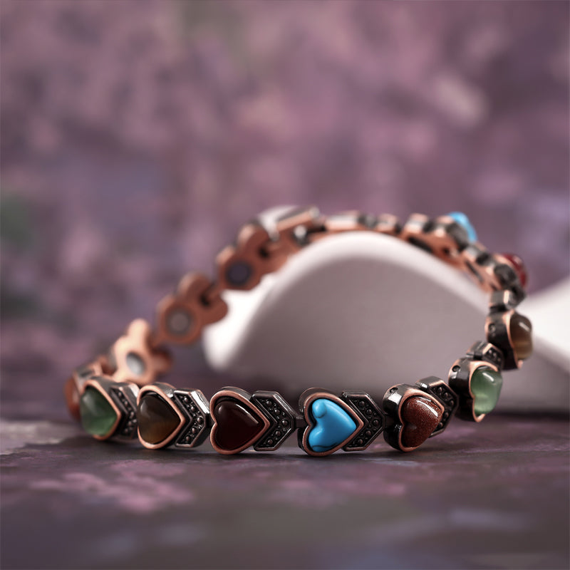 Antique Copper Finish Magnetic Stone Bracelet