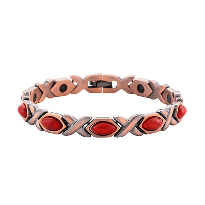 Antique Copper Finish Magnetic Stone Bracelet