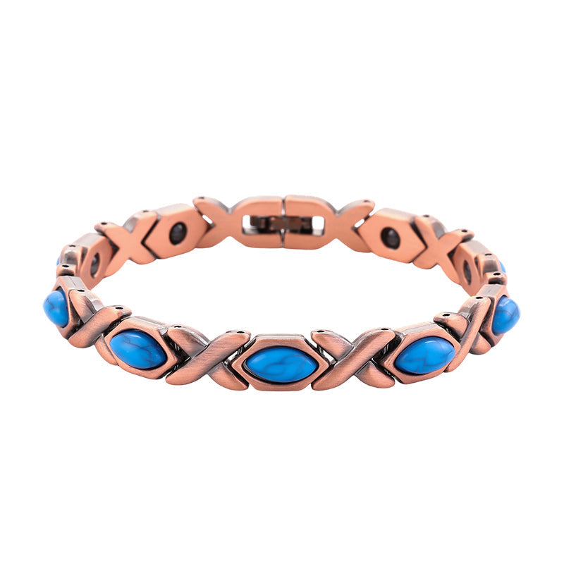 Antique Copper Finish Magnetic Stone Bracelet