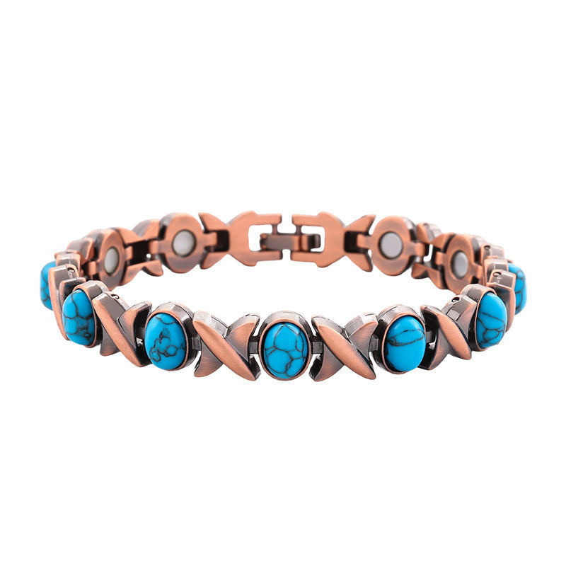 Antique Copper Finish Magnetic Stone Bracelet