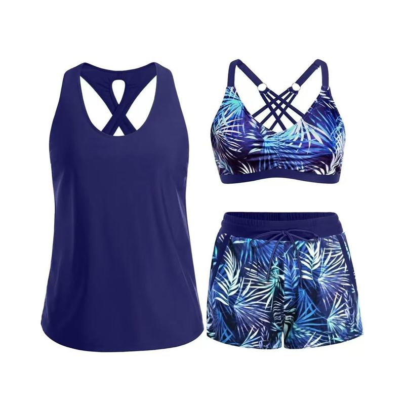 Women's 3-Piece Swimsuit Tankini Set with Shorts