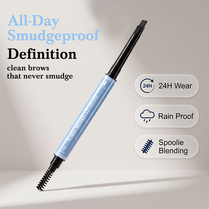 Water-resistant 2-in-1 mini eyebrow pencil and colored eyebrow gel