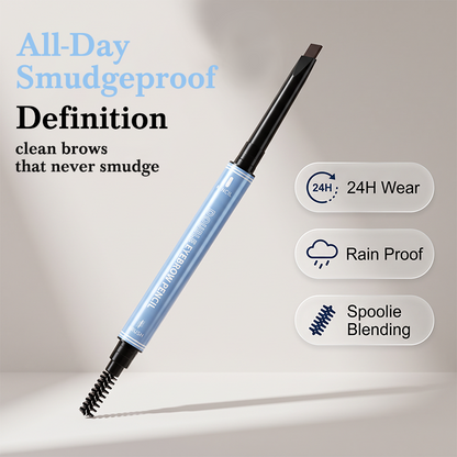 Water-resistant 2-in-1 mini eyebrow pencil and colored eyebrow gel