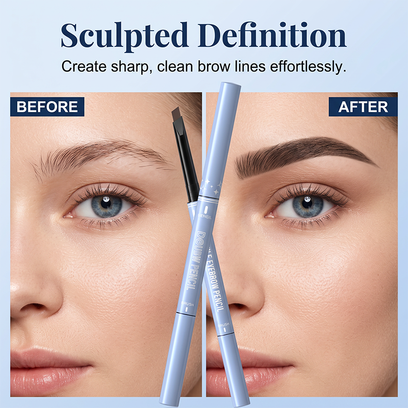 Water-resistant 2-in-1 mini eyebrow pencil and colored eyebrow gel