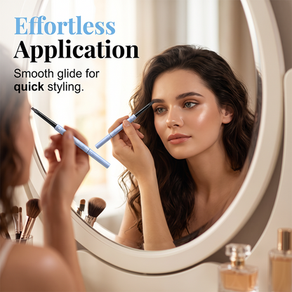 Water-resistant 2-in-1 mini eyebrow pencil and colored eyebrow gel