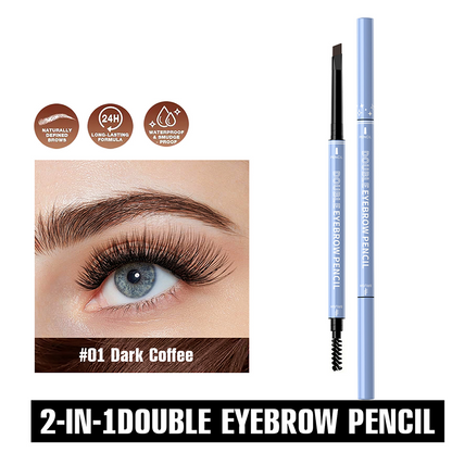 Water-resistant 2-in-1 mini eyebrow pencil and colored eyebrow gel