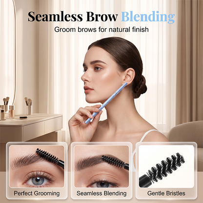 Water-resistant 2-in-1 mini eyebrow pencil and colored eyebrow gel