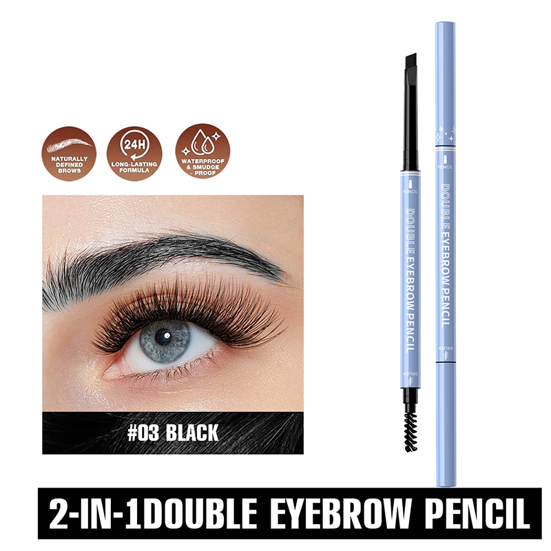 Water-resistant 2-in-1 mini eyebrow pencil and colored eyebrow gel