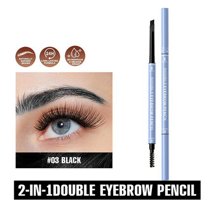 Water-resistant 2-in-1 mini eyebrow pencil and colored eyebrow gel