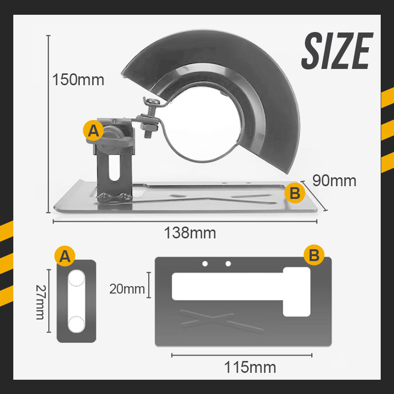 Angle Grinder Cutting Stand with Protective Cover Kit – 0-45° Adjustable, 0-40mm Depth, Fits 4"-5" (100-125mm) Grinders, Iron+ABS, 11 Pcs with Dust Hose & Blades 🔧