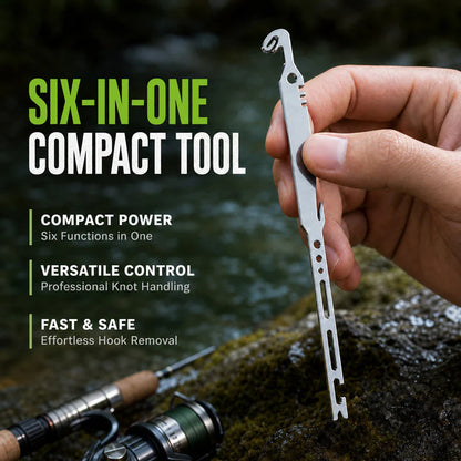 🎣🐟6-in-1 Stainless Steel Fishing Multi Tool Hook Remover and Knot Tyer