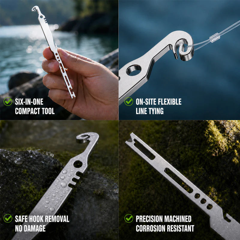 🎣🐟6-in-1 Stainless Steel Fishing Multi Tool Hook Remover and Knot Tyer
