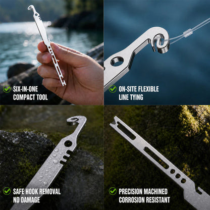 🎣🐟6-in-1 Stainless Steel Fishing Multi Tool Hook Remover and Knot Tyer