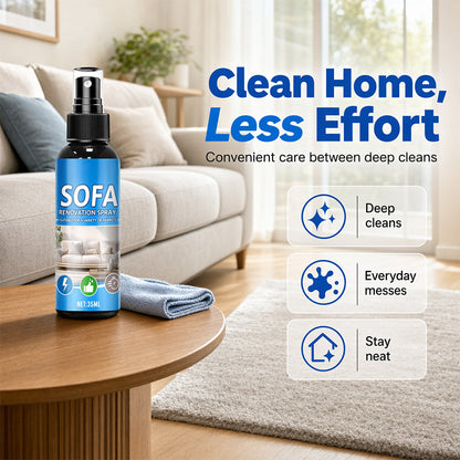 🛋️✨No‑Rinse Fabric Cleaner Spray – Just spray & wipe – no water, no rinsing. Perfect for sofas, carpets & upholstery – fresh in minutes! 🧼💨