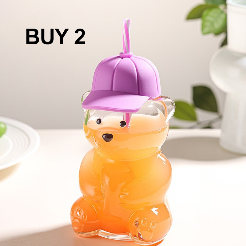 Cute Bear Shaped Glass Water Bottle