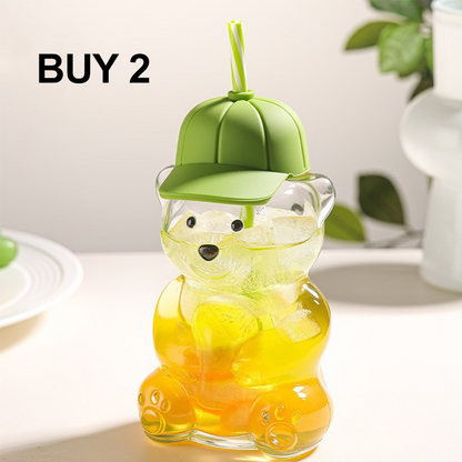 Cute Bear Shaped Glass Water Bottle