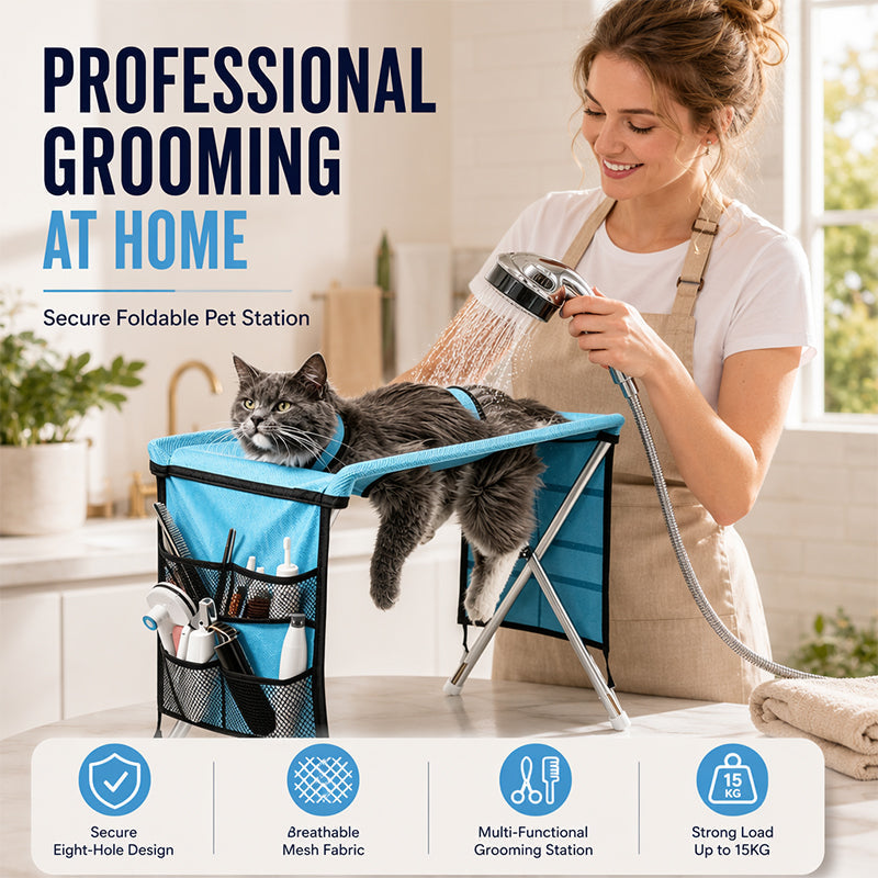 🐱🐶2-in-1 Foldable Pet Grooming Bed