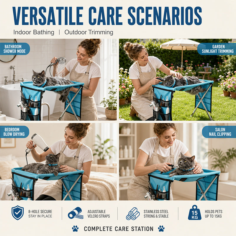 🐱🐶2-in-1 Foldable Pet Grooming Bed
