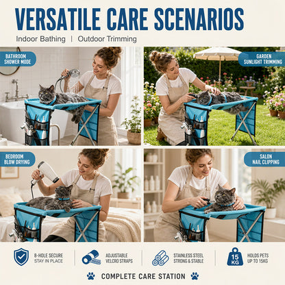 🐱🐶2-in-1 Foldable Pet Grooming Bed