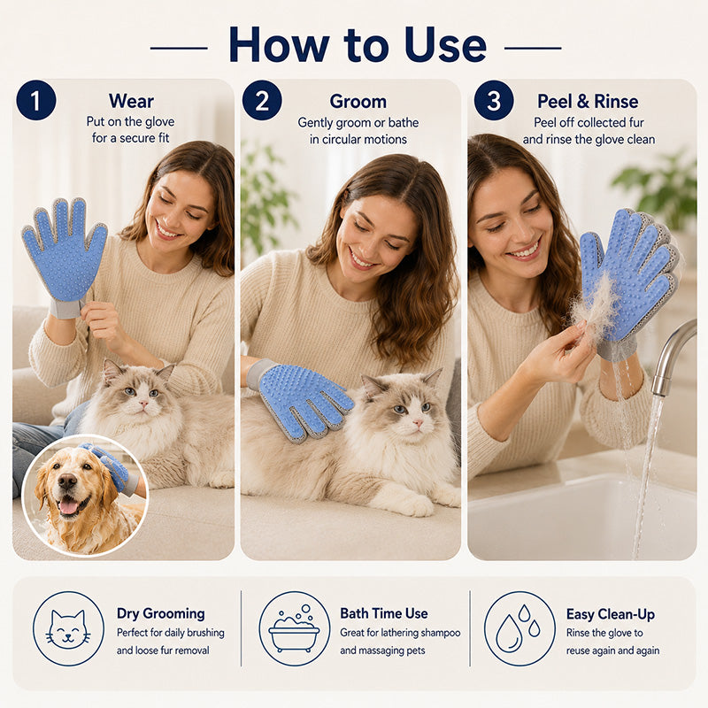 Double-Sided Pet Grooming Glove