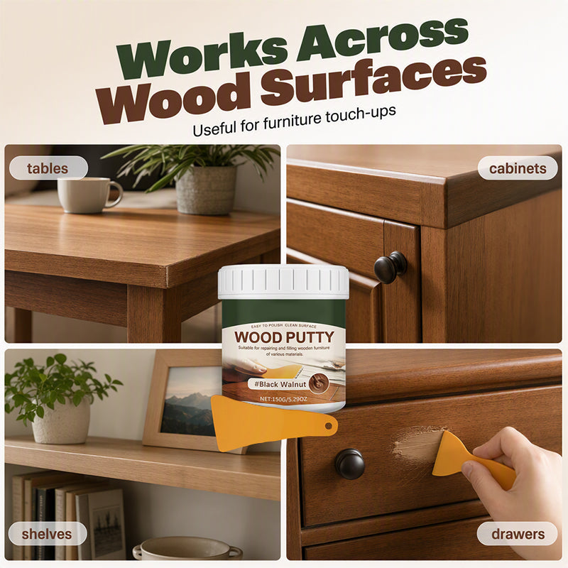 🪵✨Wood Repair Filler Putty – Fills Cracks & Chips, Smooths Surfaces, Blends with Dark Wood