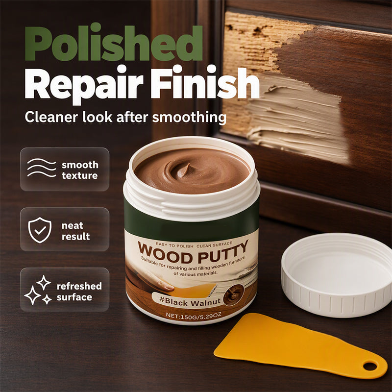 🪵✨Wood Repair Filler Putty – Fills Cracks & Chips, Smooths Surfaces, Blends with Dark Wood