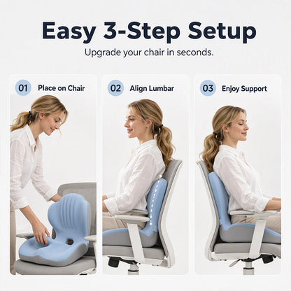 🪑 Ergonomic Memory Foam Seat Cushion with Back Support – Stay Comfortable All Day, Perfect for Office, Car & Home ✨