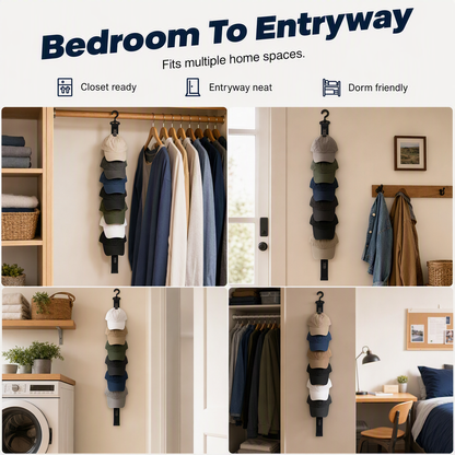 ✨ 8-Clip Wall Mount Hat Rack – Helps Save Space & Display Your Cap Collection, for Bedroom, Closet