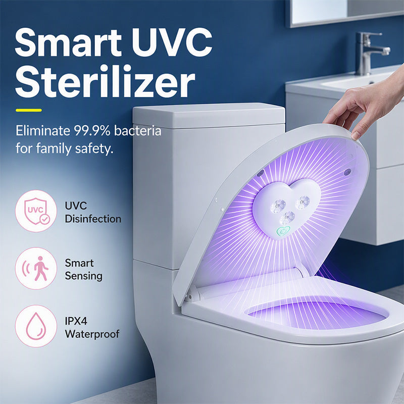🚽✨UVC toilet sterilizer – smart sensor, heart-shaped design, keeps toilet fresher with UV light!