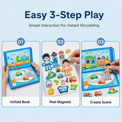 Kids Magnetic Quiet Book Folding Puzzle Scene Early Educational Toy for Boys Girls