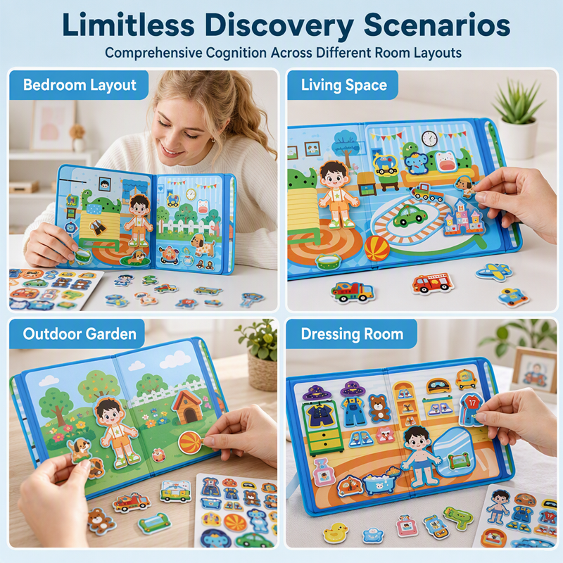 Kids Magnetic Quiet Book Folding Puzzle Scene Early Educational Toy for Boys Girls