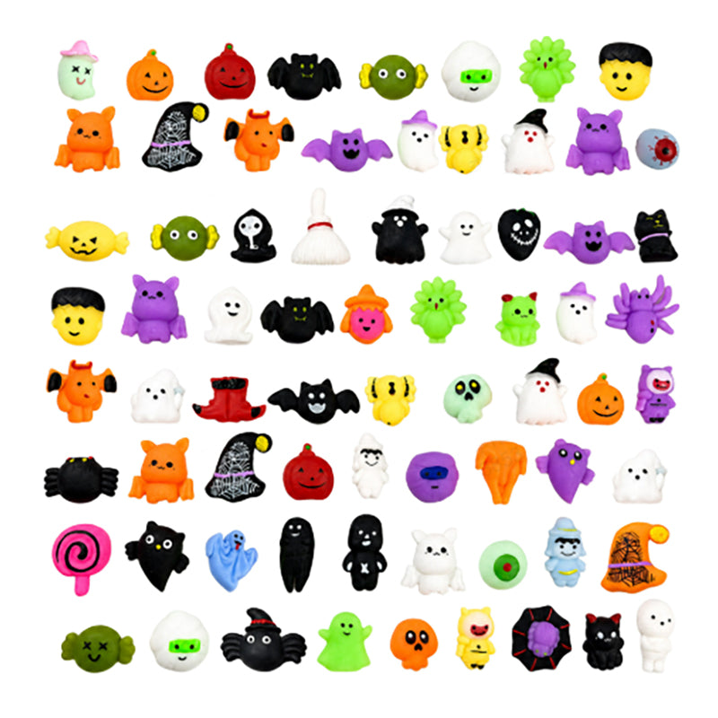 Halloween Squishies Stress Relief Toy Set, Classic Pumpkin/Ghost/Bat Shapes, Super Soft TPR Material with Elastic Squeeze Feel, Washable & Durable, Assorted 24/36/50pcs for Party Favors, Classroom Rewards & Trick-or-Treat