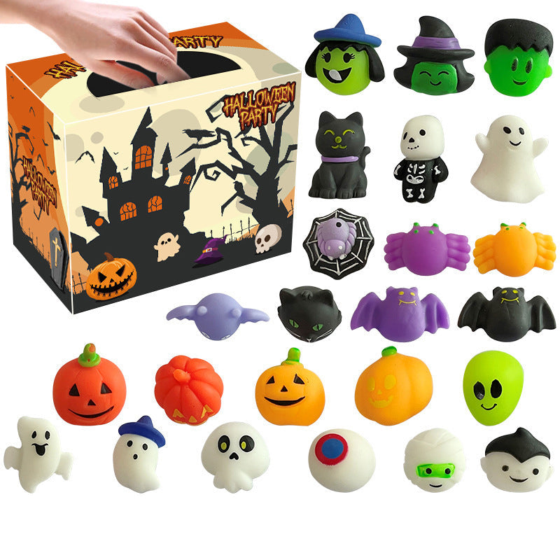 Halloween Squishies Stress Relief Toy Set, Classic Pumpkin/Ghost/Bat Shapes, Super Soft TPR Material with Elastic Squeeze Feel, Washable & Durable, Assorted 24/36/50pcs for Party Favors, Classroom Rewards & Trick-or-Treat