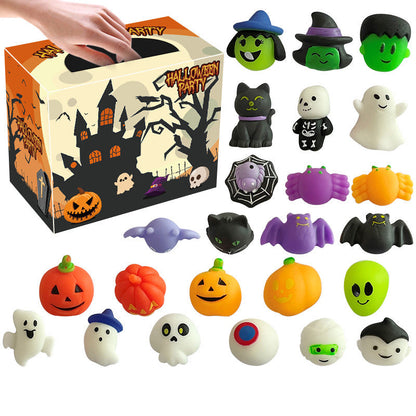 Halloween Squishies Stress Relief Toy Set, Classic Pumpkin/Ghost/Bat Shapes, Super Soft TPR Material with Elastic Squeeze Feel, Washable & Durable, Assorted 24/36/50pcs for Party Favors, Classroom Rewards & Trick-or-Treat