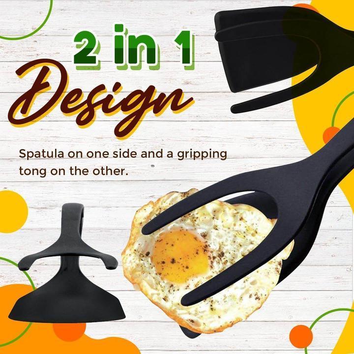 🍳 2-in-1 Spatula Tongs – Silicone Grip & Flip Cooking Tool for Eggs, Fish, Pancakes & More