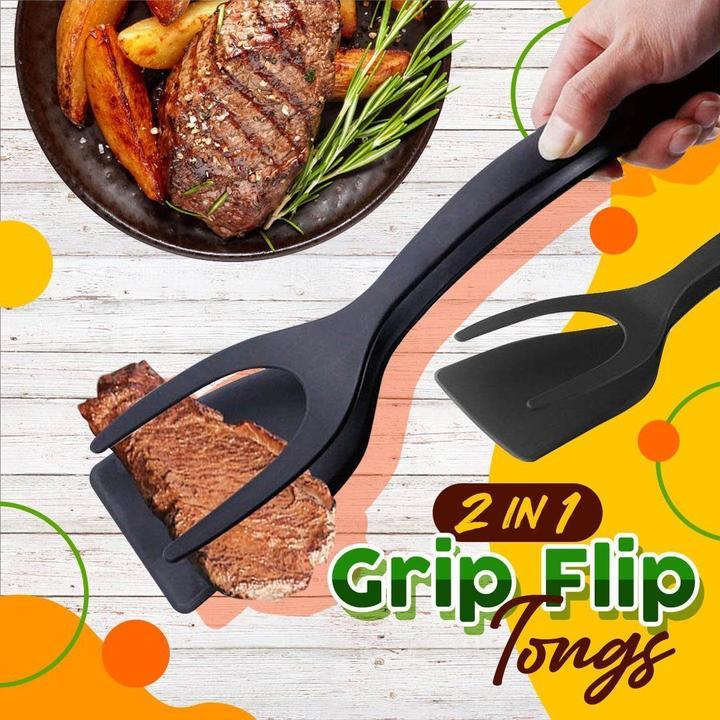🍳 2-in-1 Spatula Tongs – Silicone Grip & Flip Cooking Tool for Eggs, Fish, Pancakes & More