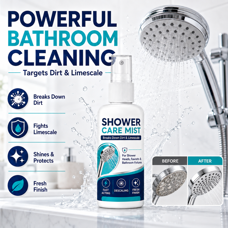🚿✨Fast-Acting Shower Limescale Remover Spray – Dissolves stubborn mineral deposits & hard water stains. Restores water flow & shine – just spray & wipe! 🧼💪