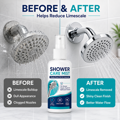 🚿✨Fast-Acting Shower Limescale Remover Spray – Dissolves stubborn mineral deposits & hard water stains. Restores water flow & shine – just spray & wipe! 🧼💪