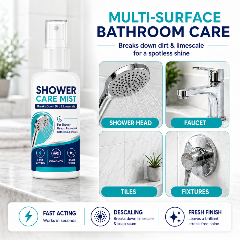 🚿✨Fast-Acting Shower Limescale Remover Spray – Dissolves stubborn mineral deposits & hard water stains. Restores water flow & shine – just spray & wipe! 🧼💪