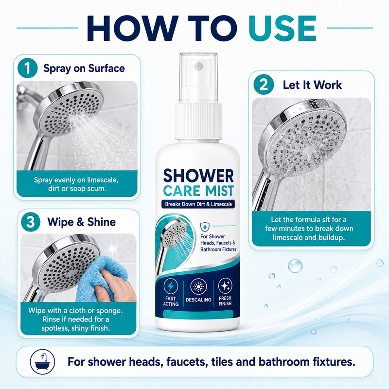 🚿✨Fast-Acting Shower Limescale Remover Spray – Dissolves stubborn mineral deposits & hard water stains. Restores water flow & shine – just spray & wipe! 🧼💪