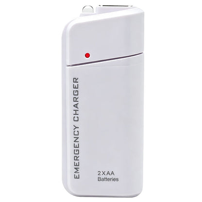 Portable Emergency Phone Charger‑AA Battery‑Powered Power Bank with LED Flashlight, Pocket‑Size USB Emergency Backup Charger for Outdoor Travel Camping