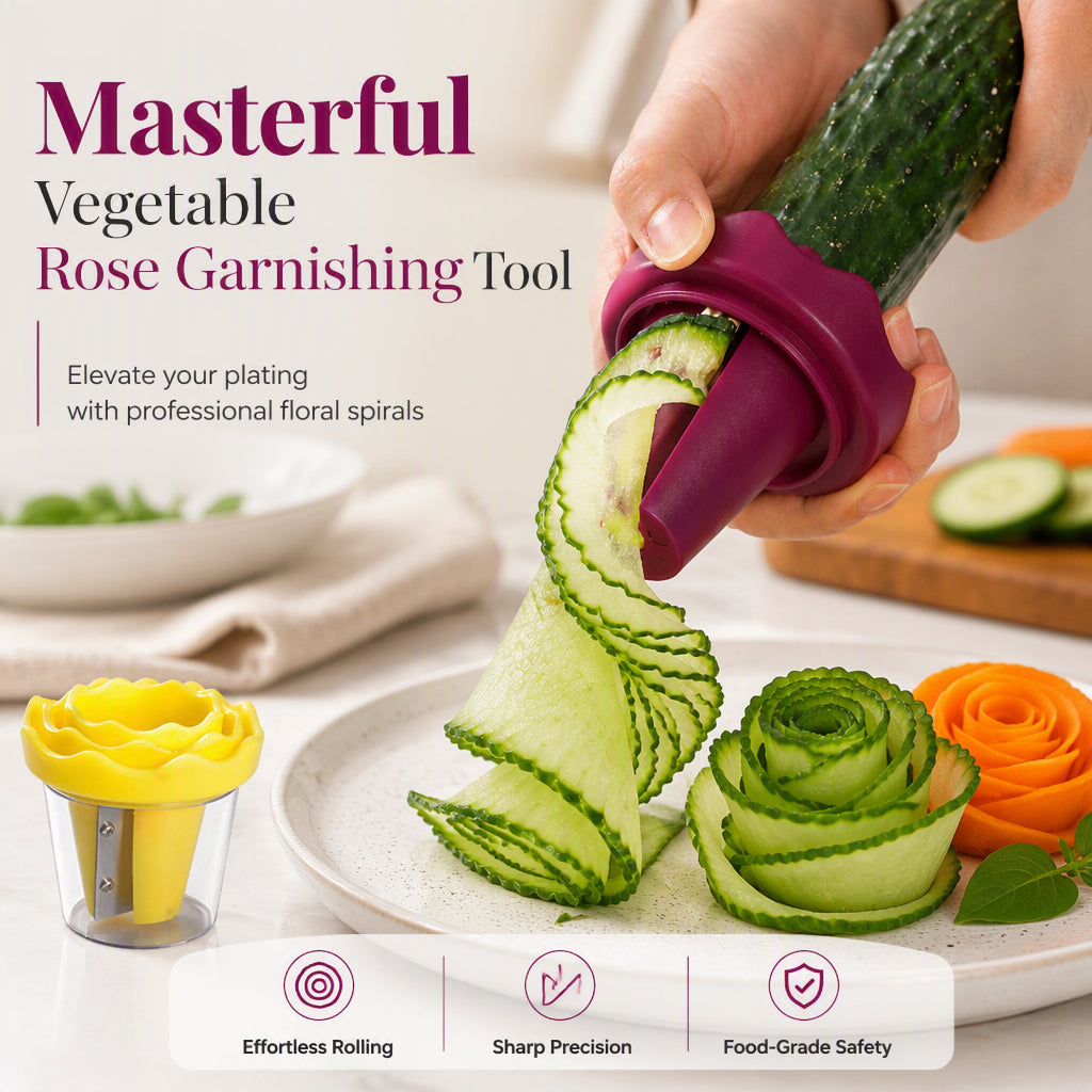 🥕✨ Manual Vegetable Spiralizer and Curler for Rose Flower Carving – Turn Carrots into Restaurant-Style Roses in 60 Seconds! 🌹🍽️