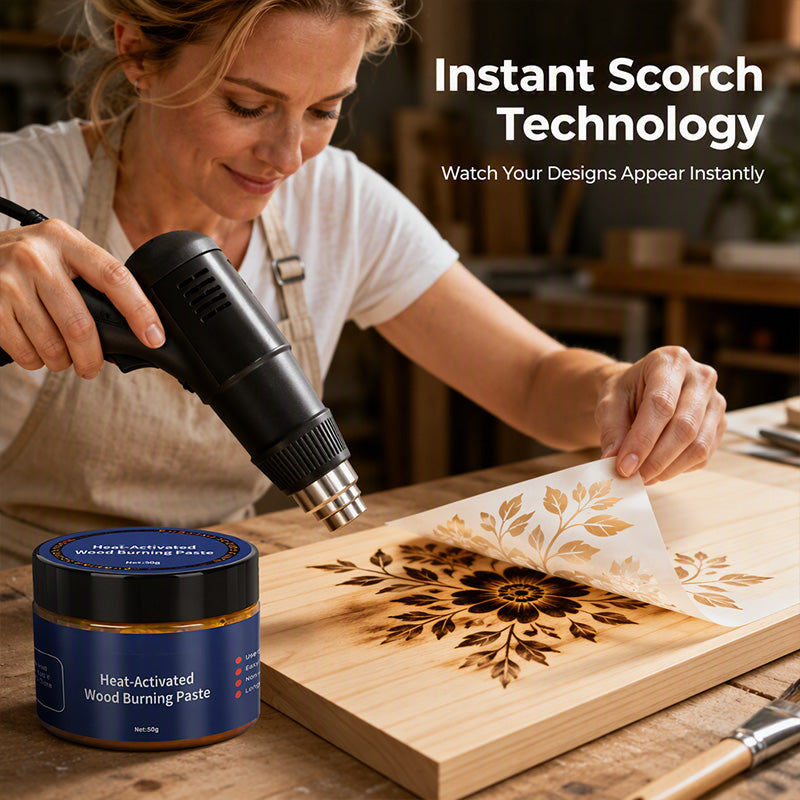 🎨✨Heat-Activated Wood Burning Paste – DIY Pyrography on Wood, Leather & Canvas with Heat Gun!
