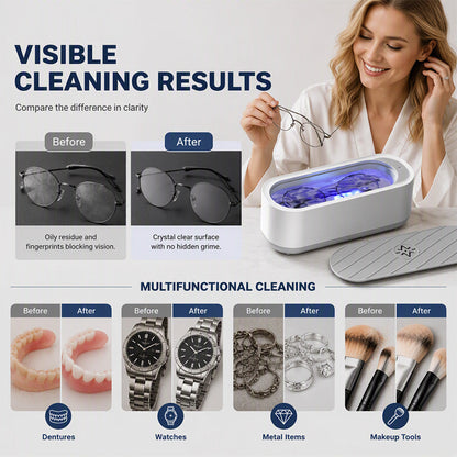Multifunctional Ultrasonic Cleaner for Jewelry, Watches & Dentures, 3W Cordless Deep Cleaning
